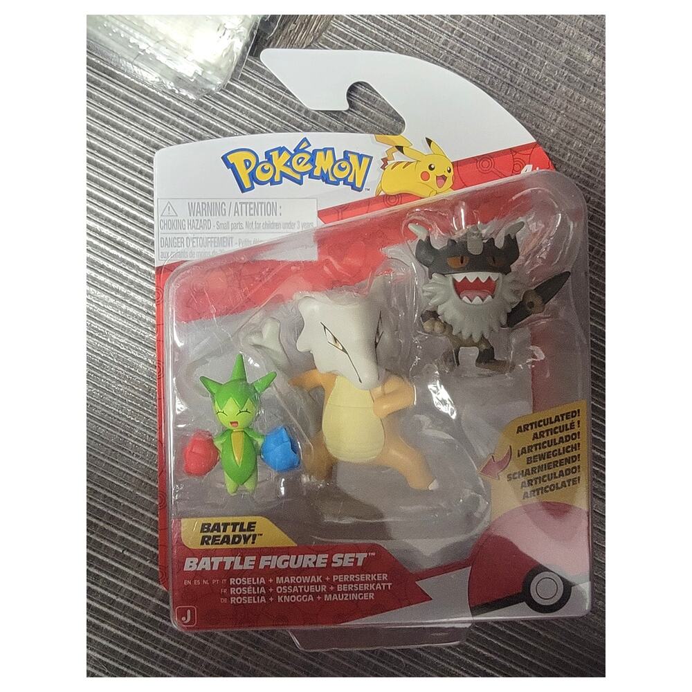 New POKEMON BATTLE FIGURE SET Roselia Marowak Perrserker 0111
